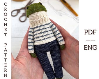 Frog outfit crochet pattern. Toy clothes pattern. PDF. English.
