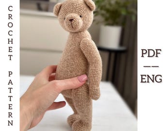 Teddy bear 30 cm Crochet pattern. Amigurumi toy pattern. PDF. English.