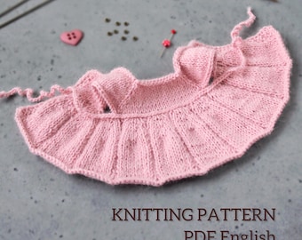 Knitted dress pattern. Toy clothes pattern. PDF. English.