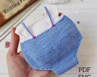 Bodysuit knitting pattern. Toy clothes pattern. PDF. English.