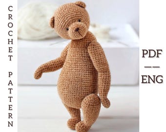 Teddy Bear 22 cm Crochet pattern. Amigurumi toy pattern. PDF. English.