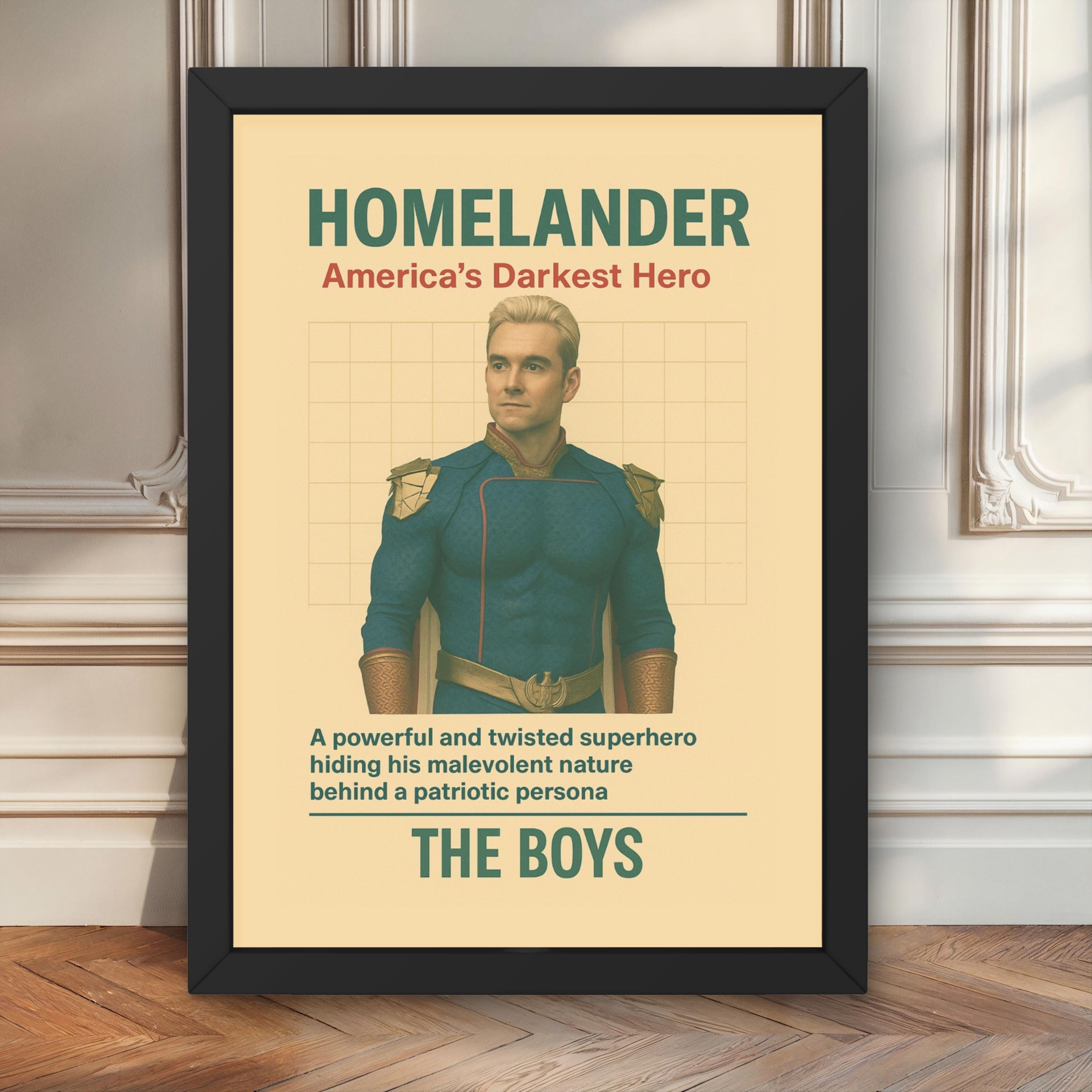 Homelander Poster – The Boys TV Show Wall Art Print – Retro Antihero Decor for Fans of Dark Superheroes, Power Themes, and Cult Series
