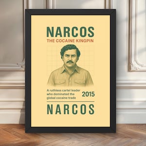 Narcos-posterprint – stijlvolle misdaadserie muurkunst met Pablo Escobar, decor Drug Lord voor fans van grauwe tv-shows, Netflix-kunstcadeau