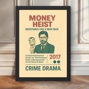 Poster da parete de La Casa di Carta - Stampa della serie TV "La Casa di Carta" con rapinatori mascherati in rosso - Regalo per i fan della serie