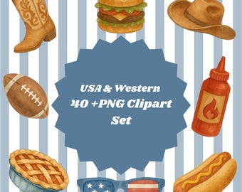 Paquete de gráficos de acuarela de EE. UU. para manualidades del 4 de julio: estrellas, rayas, fuegos artificiales y más