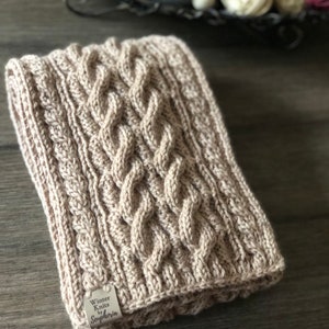 Hand knitted men&#39;s scarf, cable knit men’s scarf, reversible cable knit peruvian wool scarf, tan color scarf for men, men’s scarf