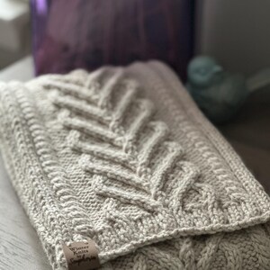 Hand knitted men’s scarf, wool scarf for men, oatmeal color scarf for men or women, cable knit scarf