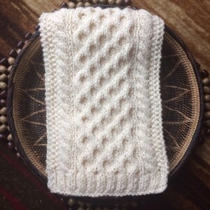 Hand knitted men’s scarf, cable knit pure wool scarf for men, men&#39;s wool scarf, white scarf,  wool scarf for men