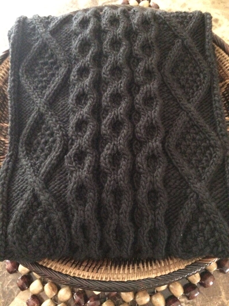 Irish Cable Knit Scarf Men's Black Cable Knit Etsy
