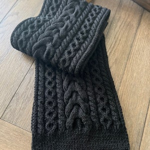 Hand knitted men’s scarf, women’s scarf, Luxurious oversized pure wool knitted scarf, wool cable knit scarf, wide and long wool scarf