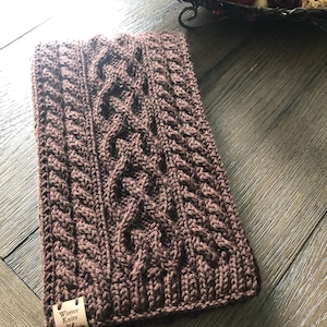 Hand knitted men’s scarf, Luxurious hand knitted wool scarf, rich brown Peruvian wool scarf, cable knit brown scarf for men