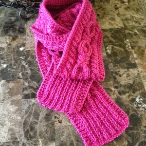 June Cable Winter Scarf in Pink
