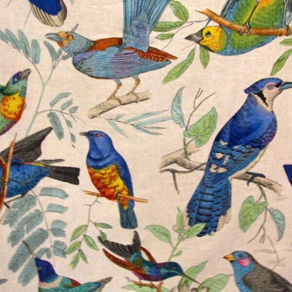 BLUE BIRDS Design Legacy screenprint fabric 3 yards left