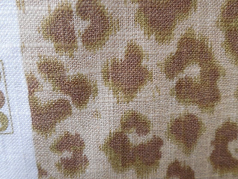 CHEETAH Print avocado green-tan Linen,designer multipurpose fabric