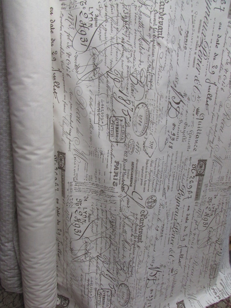 FRENCH SCRIPT Vintage Documents cotton duck fabric Etsy