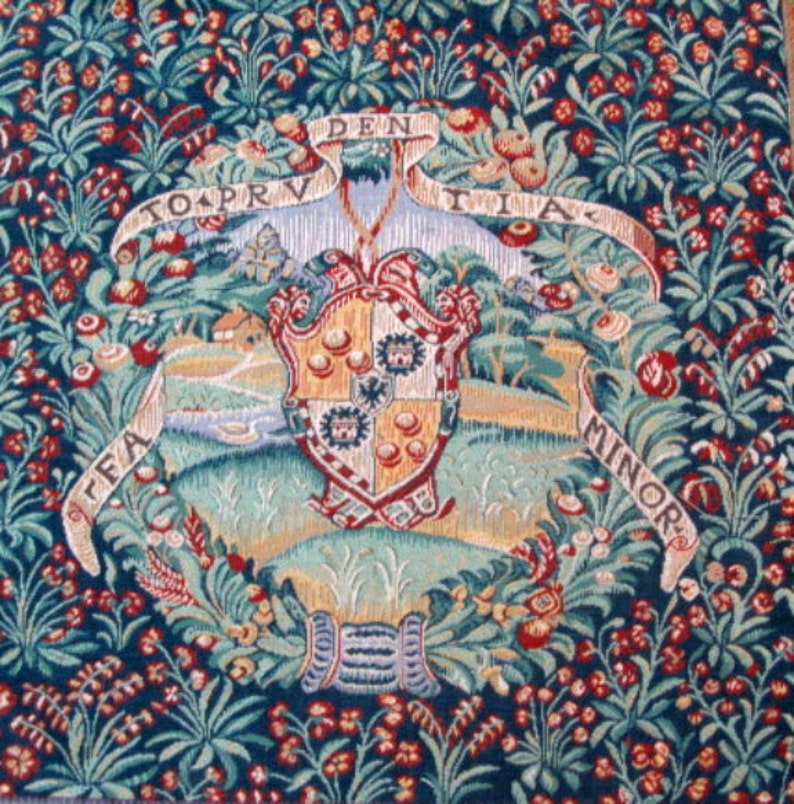 French Tapestry fabric Panel w/CREST 20x20 Etsy