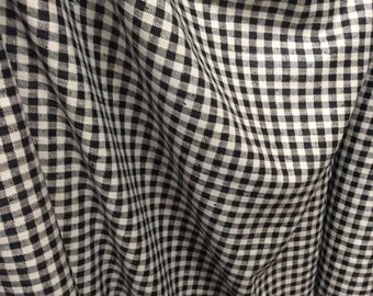 very french RUSTIC WOVEN half inch check black/cream linen/ lots of textures tweed multipurpose fabric