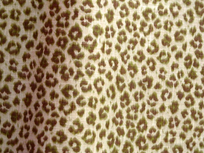 CHEETAH Print avocado green-tan Linen,designer multipurpose fabric