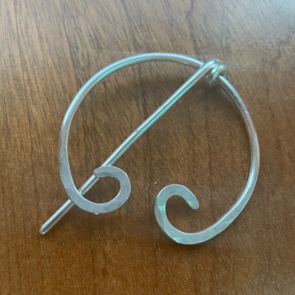 Celtic Penannular Style Shawl Pin Handcrafted Sterling Silver Shawl Pin