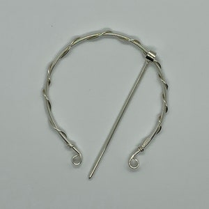 Wrapped Handmade Sterling Silver Wire Penannular Brooch Shawl Pin Fibula