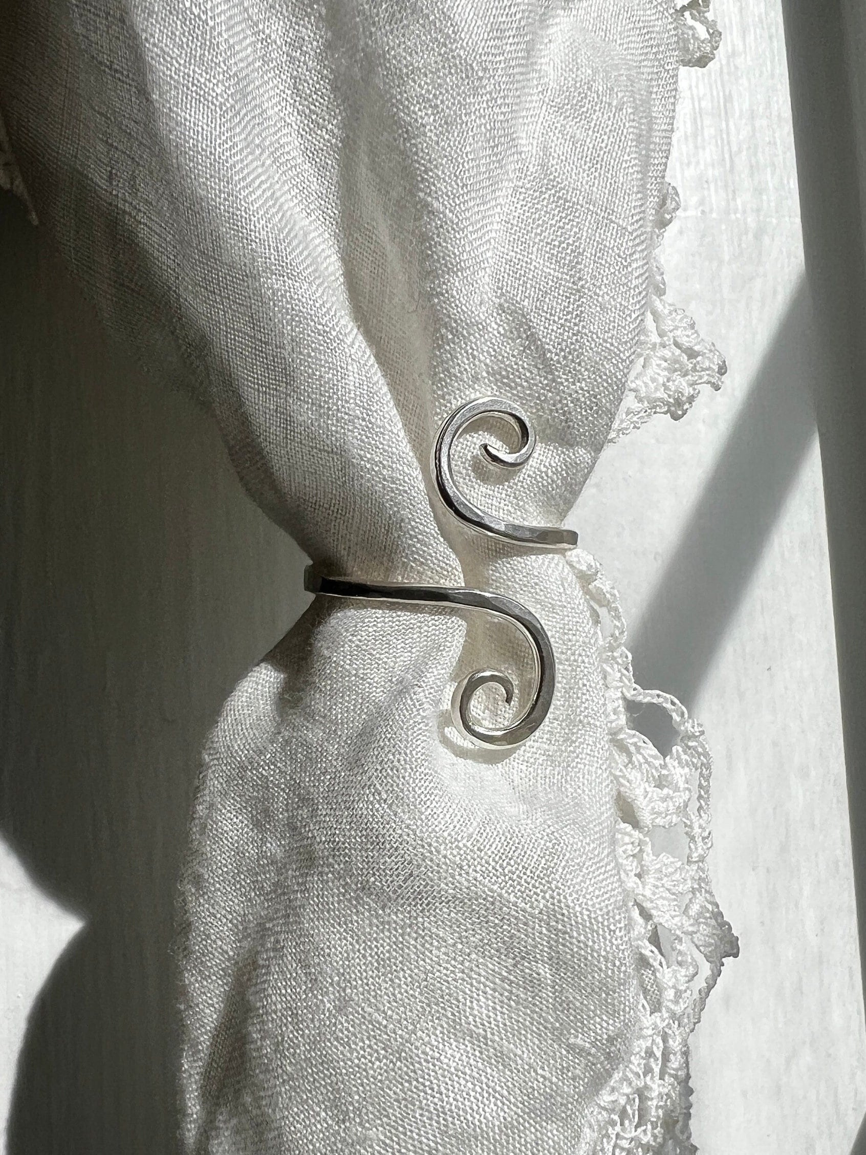 White Scarf Ring, Ceramic Shawl Pin, Unique Handmade Scarf Buckle, Women  Silk Tie Clasp 