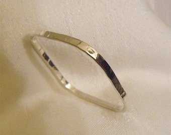 Handcrafted Forged Square Solid Sterling Silver Bangle Bracelet