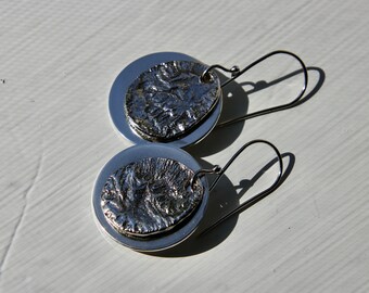 Handcrafted Moonscapes Reticulated Sterling Silver Dangle Earrings