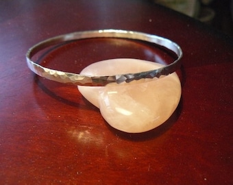 Handcrafted Round Forged Solid Sterling Silver Bangle Bracelet