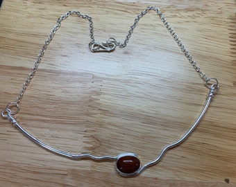 Red Sterling Silver and Red Picture Jasper Necklace Choker