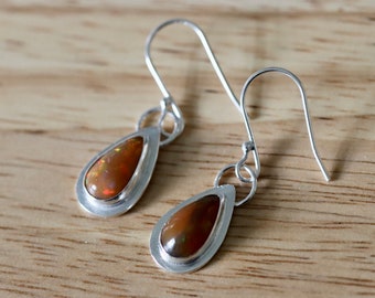 Opal Tear Drops Handmade Sterling Silver and Opal Earrings