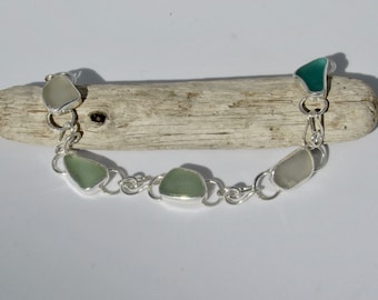 Ocean Breeze Handcrafted Sterling Silver and Beach Glass Summer Beach Style Bracelet