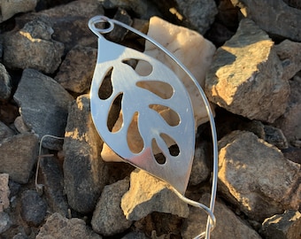 Handcrafted Solid Sterling Silver Cutwork Leaf Shawl Pin Fibula