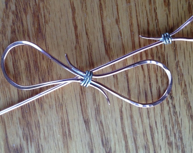 Handcrafted Hammered Copper and Sterling Silver Wire Shawl Pin