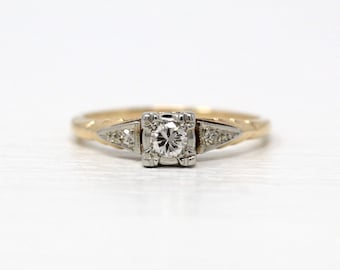 1940s to1950s Vintage White Gold 14k with 3 diamonds Wedding Band Size 7 to 7.5  4g  AK Maker