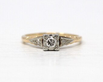 1940s to1950s Vintage White Gold 14k with 3 diamonds Wedding Band Size 7 to 7.5 4g AK Maker