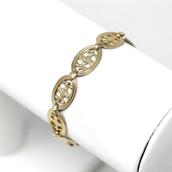 Sale - Vintage Flower Bracelet - Retro 14k Gold F… - image 3