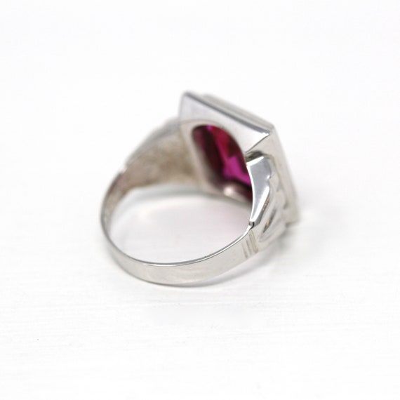 Sale - Created Ruby Ring - Art Deco 10k White Gol… - image 8