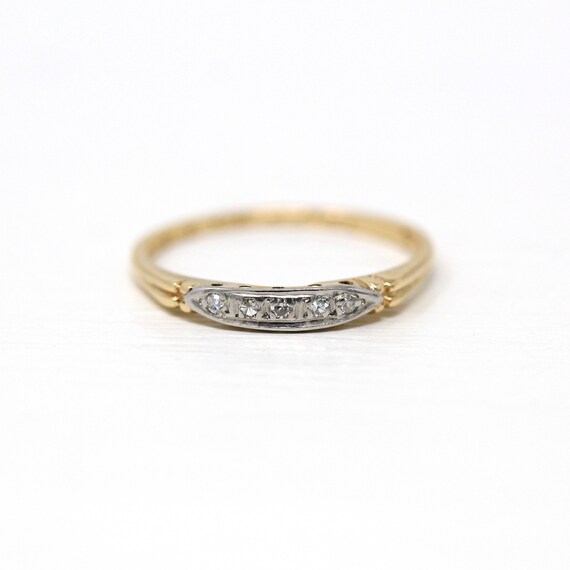 Vintage Wedding Band - Retro Era 14k Yellow Gold … - image 1