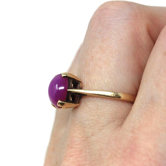 Created Star Ruby Ring - Retro 10k Yellow Gold Ca… - image 6