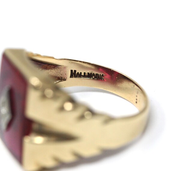 Created Ruby Ring - Mid Century 10k Yellow Gold N… - image 8