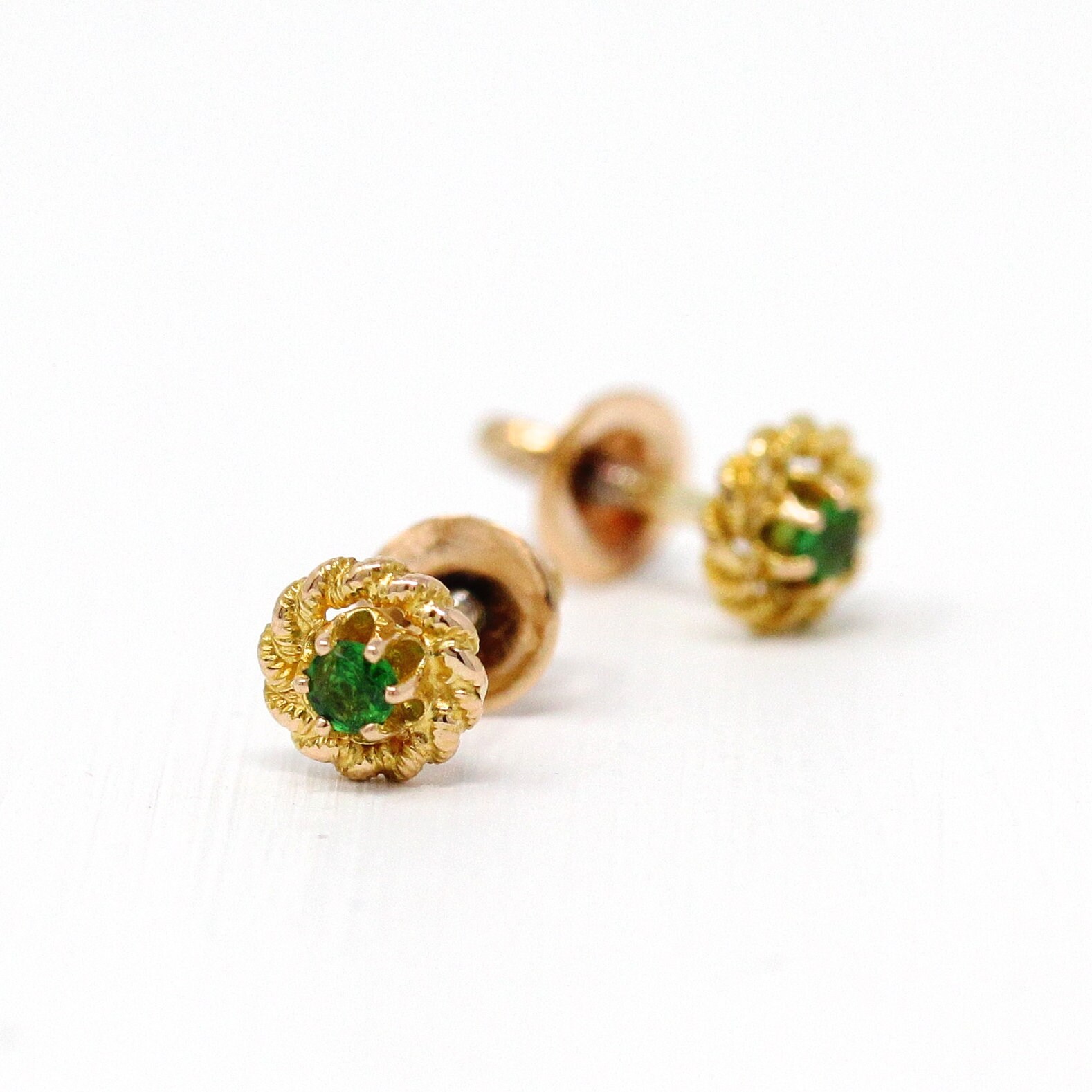 Green Earrings Antique Edwardian 14k Gold Genuine Etsy