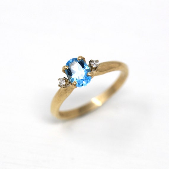 Sale - Blue Topaz Ring - Modern 14k Yellow Gold G… - image 5