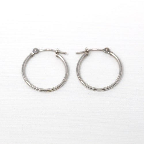 Sale - Modern Hoop Earrings - Estate 14k shops White Gold Latch Back Light Weight Accessory - Circa 2000's Y2K Era Jacmel Mauritius Fine Jewelry