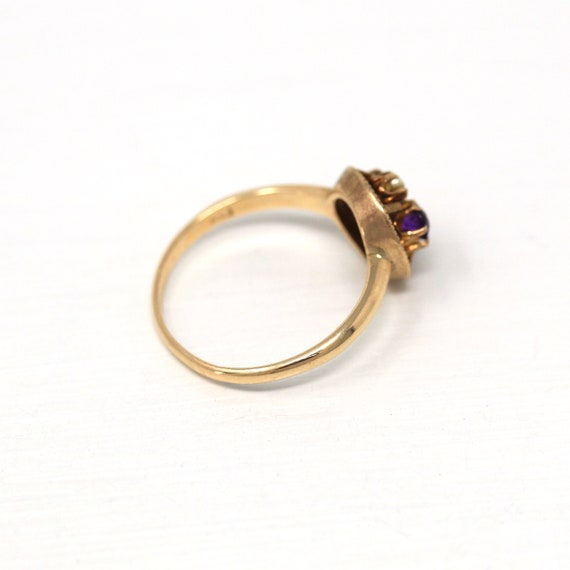 Sale - Genuine Amethyst Ring - Retro 10k Yellow G… - image 7