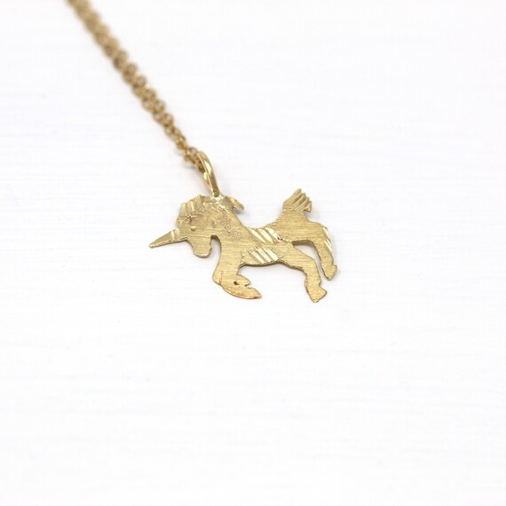 Sale - Estate Unicorn Necklace - Vintage 90s 14k … - image 3