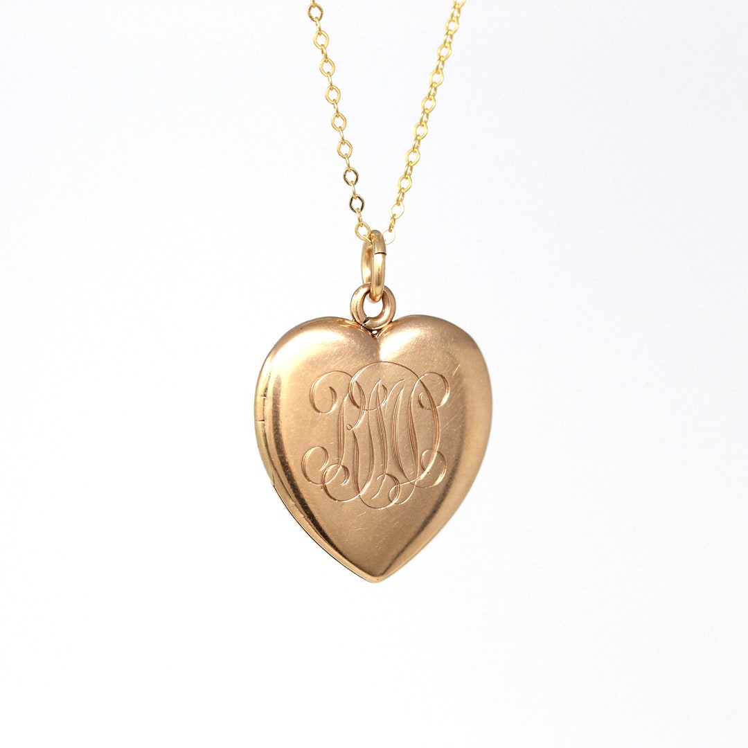 Sale Antique Heart Locket Edwardian 10k Rose Gold Dated july 12 '08
