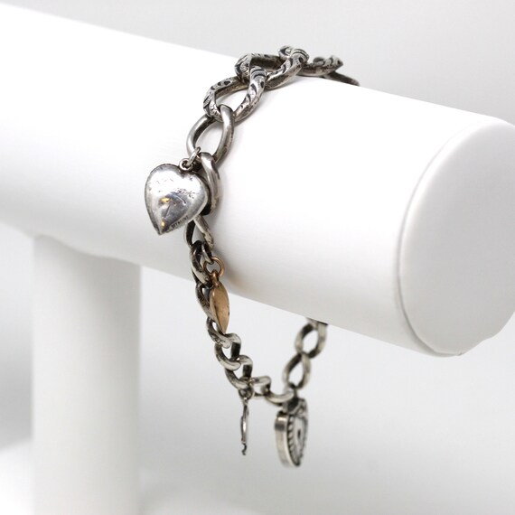 Antique Padlock Bracelet - Edwardian Sterling Sil… - image 6