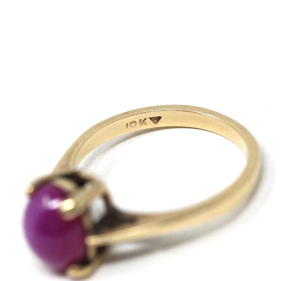 Created Star Ruby Ring - Retro 10k Yellow Gold Ca… - image 7