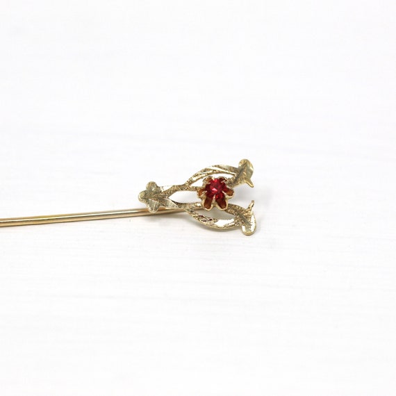 Sale - Simulated Garnet Pin - Edwardian 10k Yello… - image 1