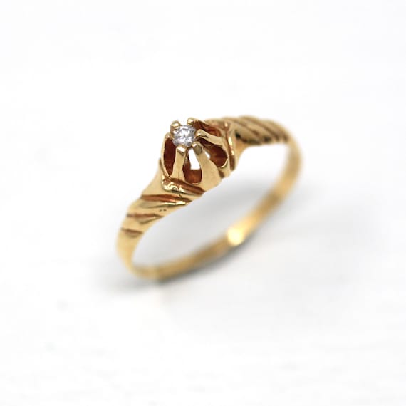 Sale - Genuine Diamond Ring - Retro 14k Yellow Go… - image 1